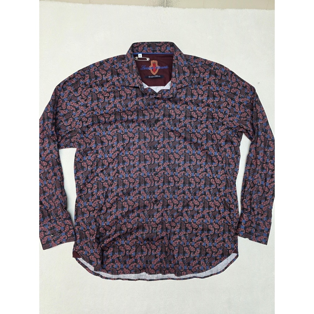 Luchiano Visconti Shirt Mens XL Multicolor Paisley Long Sleeve Button Stretch - Picture 3 of 14